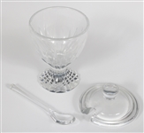 BACCARAT CRYSTAL MASSENA CANDLESTICKS & MUSTARD JAR
