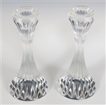 BACCARAT CRYSTAL MASSENA CANDLESTICKS & MUSTARD JAR