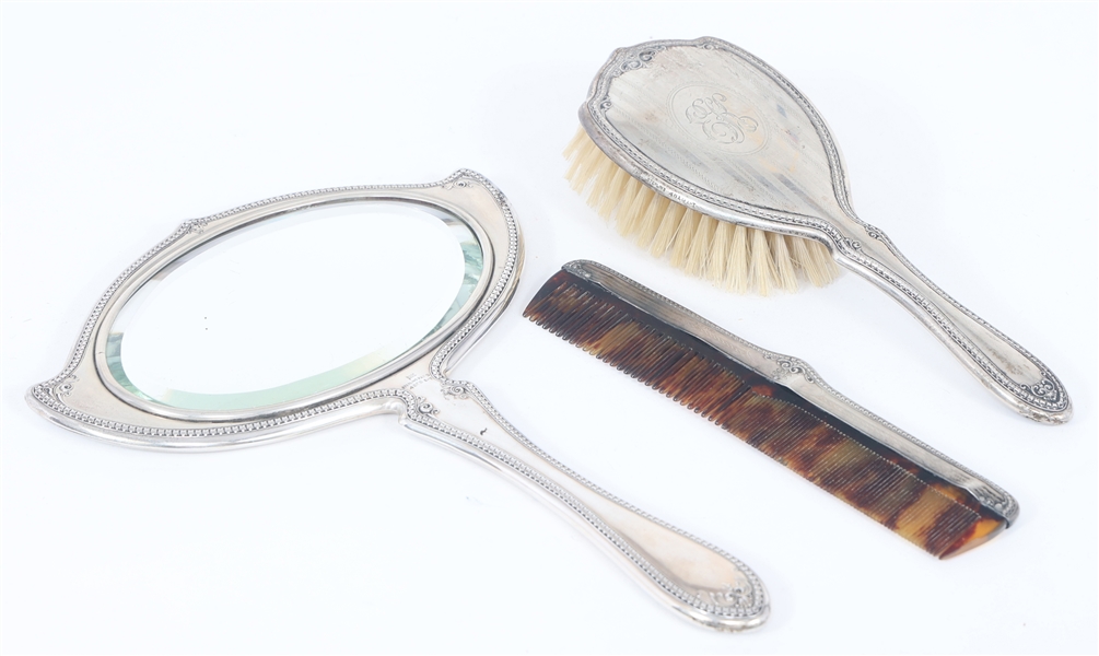 WEIGHTED STERLING FOSTER & BAILEY VANITY SET 