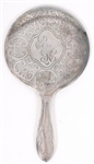 WEIGHTED STERLING SILVER VANITY HAND MIRROR & HAIRBRUSH