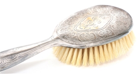 WEIGHTED STERLING SILVER VANITY HAND MIRROR & HAIRBRUSH