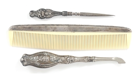 WEIGHTED STERLING SILVER VANITY/DRESSER SET ITEMS 