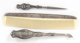 WEIGHTED STERLING SILVER VANITY/DRESSER SET ITEMS 