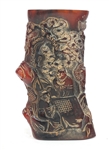 CHINESE CARVED HORN BRUSH POT 