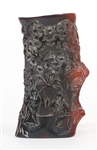 CHINESE CARVED HORN BRUSH POT 