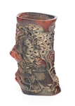 CHINESE CARVED HORN BRUSH POT 