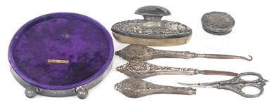WEIGHTED STERLING SILVER VANITY / DRESSER SET & FRAME