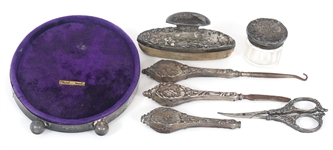 WEIGHTED STERLING SILVER VANITY / DRESSER SET & FRAME