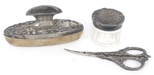 WEIGHTED STERLING SILVER VANITY / DRESSER SET & FRAME
