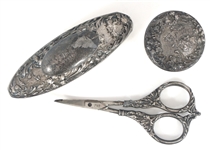 WEIGHTED STERLING SILVER VANITY / DRESSER SET & FRAME