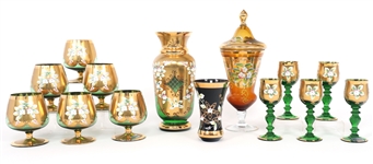 CZECH CRYSTAL BOHEMIA VASES & DRINKWARE 