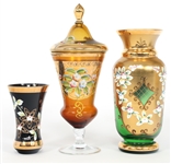 CZECH CRYSTAL BOHEMIA VASES & DRINKWARE 