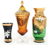 CZECH CRYSTAL BOHEMIA VASES & DRINKWARE 