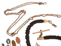 VICTORIAN GOLD-FILLED HAIRWORK & COLORED GLASS JEWELRY
