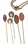 VICTORIAN GOLD-FILLED HAIRWORK & COLORED GLASS JEWELRY