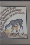 PABLITA VELARDE GOUACHE ON PAPER PAINTING OF DEER 