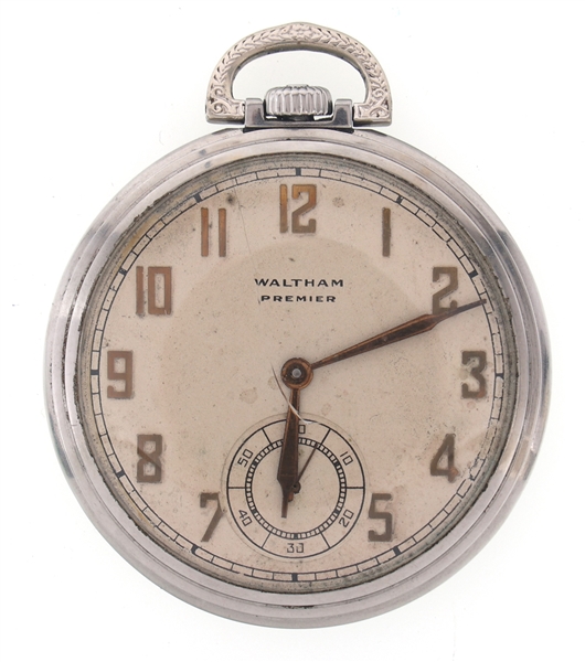 MENS WALTHAM PREMIER NICKEL CASE POCKET WATCH