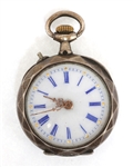 LADIES .800 SILVER CASE FRENCH POCKET WATCH