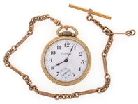 MENS SOUTH BEND GOLD FILLED POCKET WATCH & WATCH FOB 