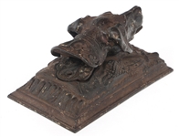 19TH C. CAST IRON DOG HEAD DOOR KNOCKER