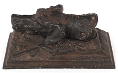 19TH C. CAST IRON DOG HEAD DOOR KNOCKER
