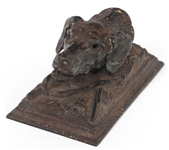 19TH C. CAST IRON DOG HEAD DOOR KNOCKER