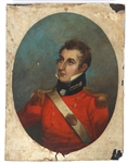 19TH C. OIL ON WOOD PANEL BRITISH OFFICER PORTRAIT 