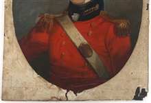 19TH C. OIL ON WOOD PANEL BRITISH OFFICER PORTRAIT 