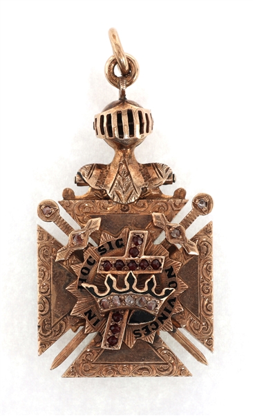 14K YELLOW GOLD & DIAMOND SCOTTISH RITE MASONIC PENDANT