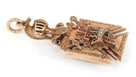 14K YELLOW GOLD & DIAMOND SCOTTISH RITE MASONIC PENDANT