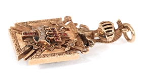 14K YELLOW GOLD & DIAMOND SCOTTISH RITE MASONIC PENDANT