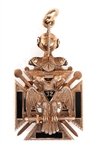 14K YELLOW GOLD & DIAMOND SCOTTISH RITE MASONIC PENDANT
