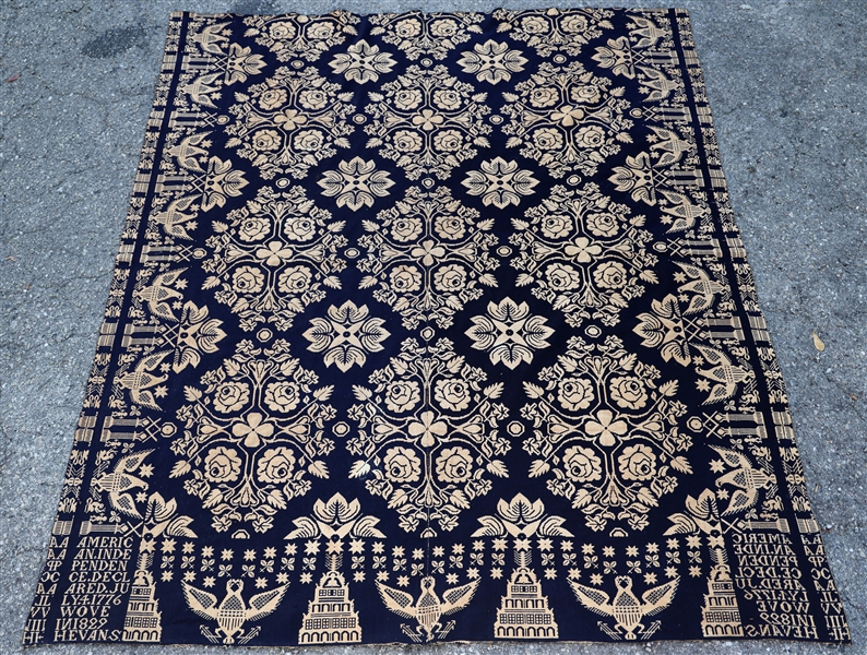 19TH C. AMERICAN COVERLET SIGNED & DATED 