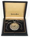 MEN'S HAMILTON WHITE GOLD FILLED CASE POCKET WATCH
