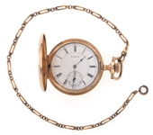 MENS ELGIN GOLD FILLED CASE POCKET WATCH WITH FOB