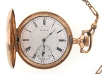 MEN'S ELGIN GOLD FILLED CASE POCKET WATCH WITH FOB