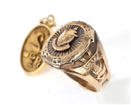 10K YELLOW GOLD CLASS RING & PHARMACIST PENDANT