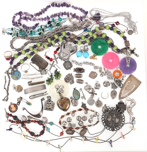STERLING SILVER & GLASS BEADED JEWELRY & CHARMS