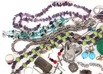 STERLING SILVER & GLASS BEADED JEWELRY & CHARMS