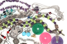 STERLING SILVER & GLASS BEADED JEWELRY & CHARMS