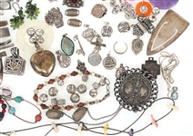STERLING SILVER & GLASS BEADED JEWELRY & CHARMS