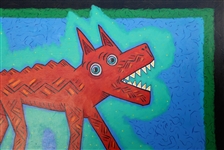 WILL LUCK GUARD DOG ACRYLIC ON CANVAS PAINTING 