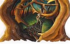 ALEXA KLEINBARD OIL ON WOOD WOMAN ON THE VERGE PAINTING