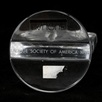 LALIQUE CRYSTAL HESTIA MEDALLION PAPERWEIGHT 1990