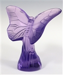 LALIQUE CRYSTAL VIOLET BUTTERFLY PAPERWEIGHT