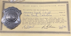 HONORARY DEPUTY SHERIFF MAJOR BOWES TULSA OK BADGE