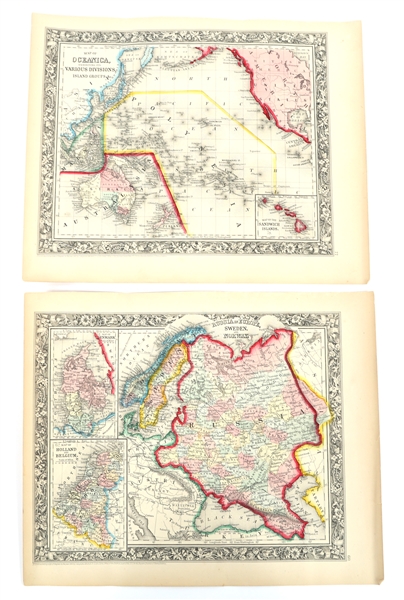 1860 S. AUGUSTUS MITCHELL JR. MAPS - OCEANICA & RUSSIA