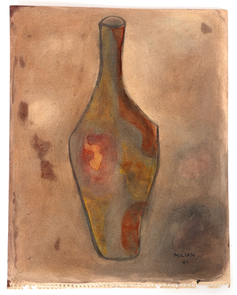 1961 RAUL MILIAN MIXED MEDIA ON PAPER VASE 