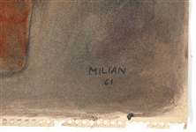 1961 RAUL MILIAN MIXED MEDIA ON PAPER VASE 