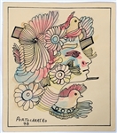 RENE PORTOCARRERO INK & WATERCOLOR ON PAPER 1978